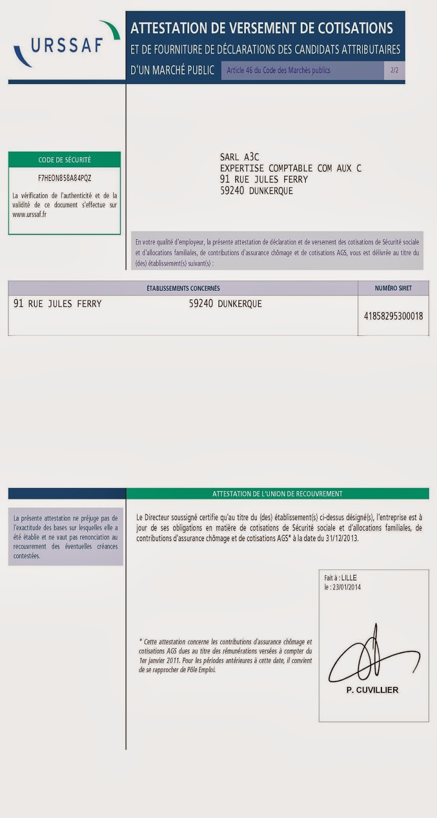 attestation vigilance urssaf